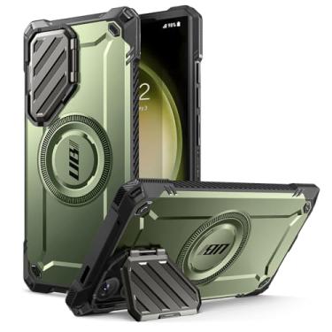 Imagem de Capa SUPCASE UBMag XT para Samsung Galaxy S24 Ultra com capa de câmera, [compatível com carga sem fio] Capa robusta para serviços pesados com suporte integrado (Verde)