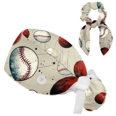 Imagem de Boné de trabalho ajustável com faixa de suor, boné de beisebol amarrado nas costas para cabelos longos bonés femininos, Multicolorido 7, Small-XX-Large