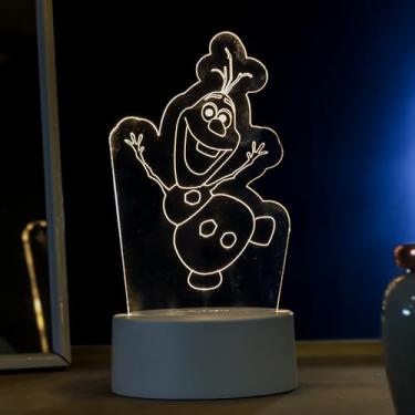 Imagem de Luminária led 3d, abajur de mesa, Olaf- Frozen, desenho animado