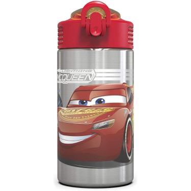 Imagem de Garrafa infantil Disney Cars 3 inox: tampa com ação de uma mão e bico de palha (15,141ml, livre de BPA)