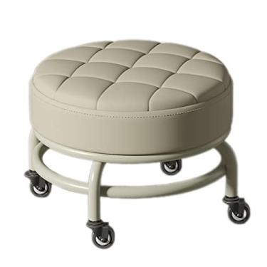 Imagem de Banco giratório de scoot com almofada, banquinho curto com rodas para garagem, jardinagem, casa, festa diária, salão de manicure, spa, pedicure, esporte fitness (cor: C-2, tamanho: 34 * 34 * 29 cm) (E