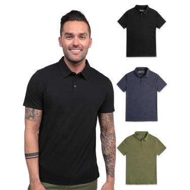 Imagem de INTO THE AM Camisas polo para homens - Camisa masculina com colarinho de ajuste confortável P - 4GG camisas de golfe clássicas de manga curta, Sem marca preto/azul marinho/verde oliva, XXG