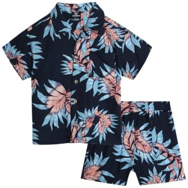 Imagem de Volcom Conjunto de shorts para bebês meninos - 2 peças de camisa e shorts de botão de manga curta - Conjunto de cabana de verão para meninos (2-7), Azul marino, 5