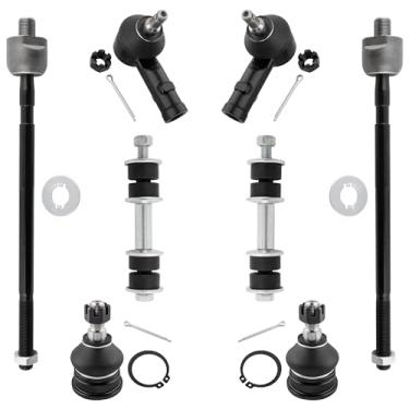 Imagem de BOXI 8 peças de elo de extremidade da barra oscilante frontal + junta esférica inferior + kit de ligação da extremidade da haste de direção interna e externa adequado para Hyundai Accent 1995 1996