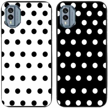 Imagem de 2 peças preto branco bolinhas impressas TPU gel silicone capa de telefone traseira para Nokia todas as séries (Nokia X30)