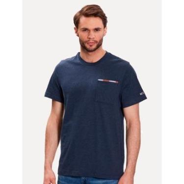 Imagem de Camiseta Tommy Jeans Masculina Essential Flag Pocket Azul Marinho-Masculino