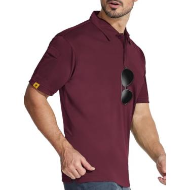 Imagem de Little Beauty Camisa polo masculina manga curta golfe tênis camiseta gola leve para uso diário, Vinho tinto, M