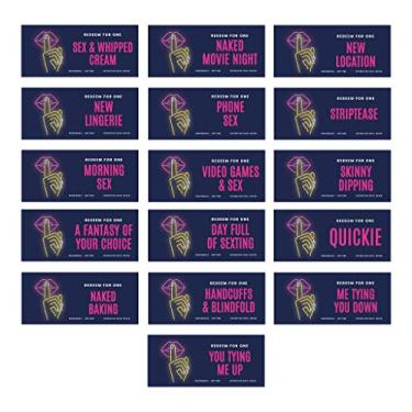 Imagem de Andaz Press Neon Lips Redeem For One Naughty Sexy Love Cupons para ele, ela, marido, esposa, namorado, namorada casais engraçados românticos dia dos namorados aniversário cartões de voucher IOU, pacote com 16