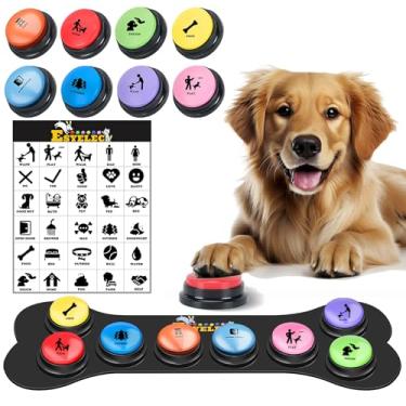 Imagem de Conjunto para iniciantes de 8 botões de comunicação para cães, botões de fala para 30 segundos de gravação de voz, campainhas com 30 adesivos de cena e tapete de botão de cachorro para treinamento de