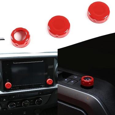 Imagem de Lcojicep Tampa circular para console de ar condicionado para carro compatível com Tacoma 2015-2022 Auto retrovisor espelho ajuste botão decoração acessórios (ABS vermelho esportivo)