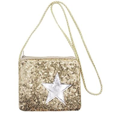 Imagem de C.C-US Bolsa tiracolo infantil com lantejoulas com glitter pequena para meninos e meninas, Dourado, One Size