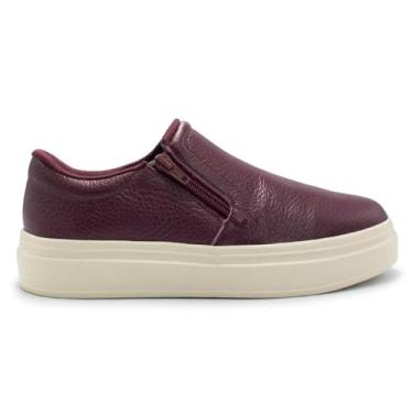 Imagem de Tênis Usaflex Feminino Slip On Em Couro Plataforma Zíper Casual Ameixa Al1003006 33