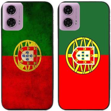 Imagem de 2 peças impressas TPU gel silicone capa de telefone traseira para Motorola Moto G24 (bandeira de Portugal)