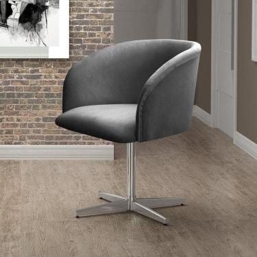 Imagem de Poltrona Atenas Base Giratória de Alumínio Sala de Estar Cinza grafite