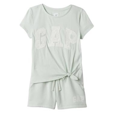 Imagem de GAP Conjunto de camiseta e short com logotipo para meninas, Verde menta macio, P