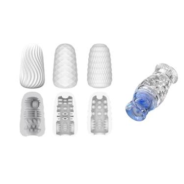 Imagem de Conjunto de ovo masturbador | Stroker de bolso para prazer portátil, com vagina texturizada realista 3d, ultra macio, elástico, masturbadores masculinos, kit de copo para homens (4pcs-gradiente)