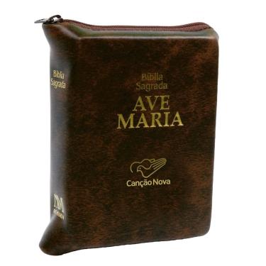 Imagem de Livro bíblia ave maria média com zíper  marrom