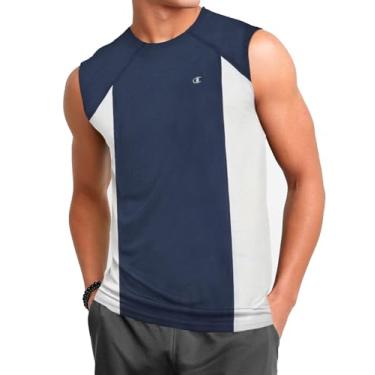 Imagem de Champion Camisetas masculinas com músculos grandes e altos – regatas de desempenho muscular, Azul marino, 5X Tall