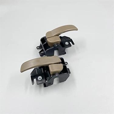 Imagem de Maçaneta interna da porta marrom e cromada compatível com Nissan Nissan Frontier Navara D40 Pathfinder Xterra 2005-2013(Brown 1 Pair)