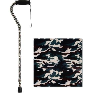 Imagem de Nova Bengala de caminhada Joy Designer Offset para idosos, unissex, ajustável, leve, com alça de espuma, alça de pulso e trava anti-chocalho - Suporte essencial para mobilidade - Camuflagem