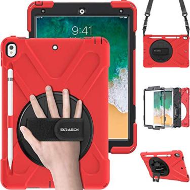 Imagem de BRAECN Capa para iPad Air de 10,5 polegadas com suporte para lápis, suporte/alça de mão e alça de ombro, capa infantil de silicone resistente à prova de crianças para iPad AIir 3ª geração 2019