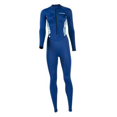Imagem de Adultos mulheres wetsuit fino mergulho terno de banho frente zip maiô de corpo inteiro terno molhado para natação mergulho esportes aquáticos, azul eu
