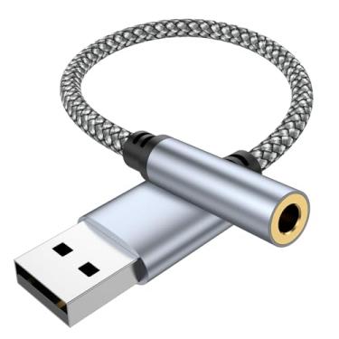 Imagem de Pastall Adaptador de áudio USB para conector de 3,5 mm, cabo auxiliar USB para áudio, placa de som estéreo externa, USB para fone de ouvido fêmea TRRS de 3,5 mm para PS4/PS5/fone de
