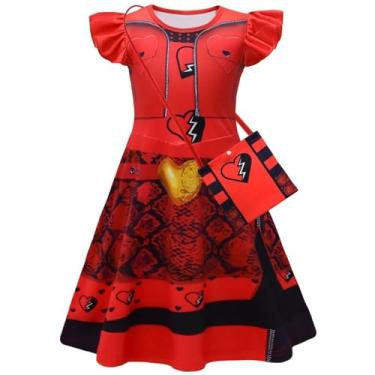 Imagem de LiuRuiBeenDesign Roupas sociais para crianças e meninas, desenho animado princesa, Vermelho - D, 7-8 Anos