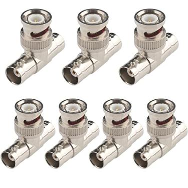 Imagem de Adaptador divisor BNC 7 peças BNC macho para 2 conectores coaxiais fêmeas BNC triplo T adaptador BNC 3 vias tipo T plugue para cabo coaxial CCTV Survelliance Camera Fanbalunke (7 peças BNC divisor