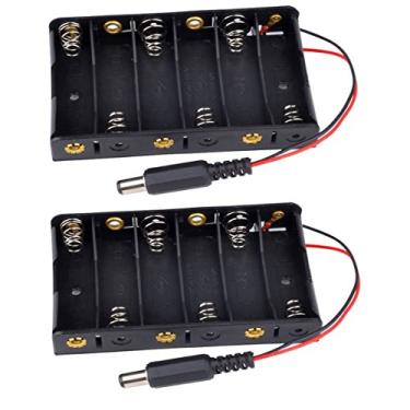 Imagem de 6 pilhas AA com conector de 2,1 mm x 5,5 mm saída 9V 2 unidades da Corpco