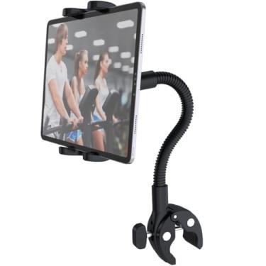 Imagem de Cuxwill Suporte de tablet para bicicleta serve para iPad de 4 a 13 polegadas para esteira Peloton, suporte de grampo Goosencek para bicicleta giratória, bicicleta ergométrica interna, cadeira de
