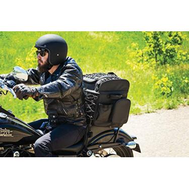 Imagem de Kuryakyn 5285 Momentum Vagabond Mala de viagem de motocicleta: resistente ao clima para assento/porta-malas/bolsa de rack com alças Sissy Bar, preta