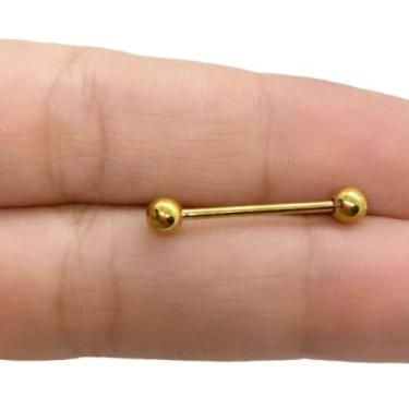 Imagem de Piercing Mamilo Titânio Antialérgico Dourado Espessura 1.2mm - RaraSte