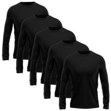 Imagem de Kit 5 Camisetas Masculina Manga Longa Dry Proteção Solar UV Segunda Pele Treino-Masculino