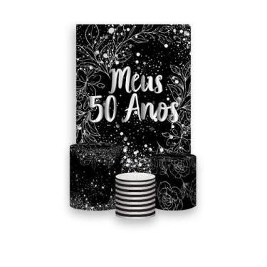 Imagem de Painel De Festa Vertical 1,50 x 2,20 + Trio De Capas Cilindro - Meus 5