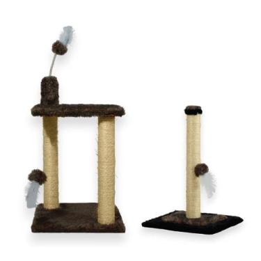 Imagem de Arranhador Para Gatos 2 Plataformas Brinquedos Poste P Torre Sisal Car