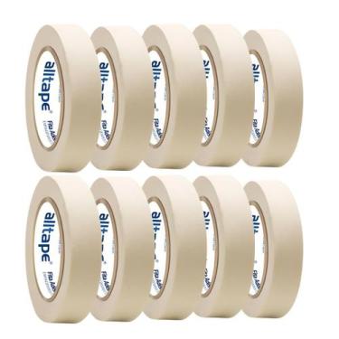 Imagem de Kit 10 Fita Crepe Média Branca 24mm X 50 Mts Pintura Reforma - Alltape