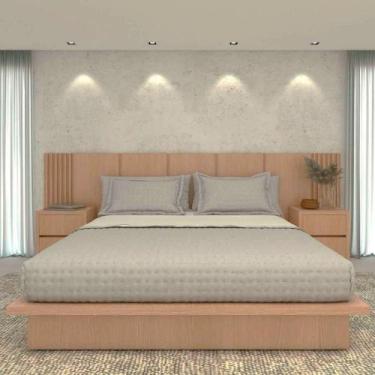 Imagem de Kit Quarto MDF Sob Medida Com Cabeceira King 3,50m e 2 Mesas - Casa La