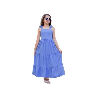 Imagem de Vestido Infantil e Juvenil Longo de AmarrarDuna - Rey Shop, Azul, Clar