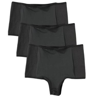 Imagem de Kit 3 Calcinha Cinta Modeladora Cintura Alta Compressão Lisa - UseEco,
