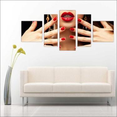 Imagem de Quadro Decorativo Maquiagem Salão De Beleza Fashion Hair 5 Peças TT8 -