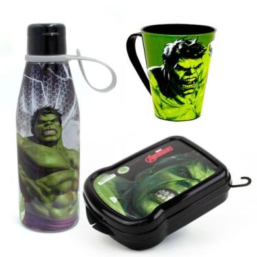 Imagem de Kit Lanche Escolar Garrafa Infantil Abre Facil Caneca 360ml e Sanduich