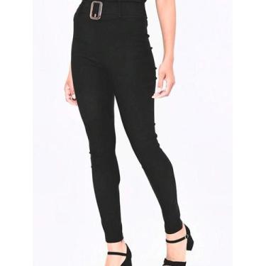 Imagem de Calça Bengaline com cinto e Bolso feminina - Renluc, Preto, 38