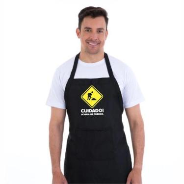 Imagem de Avental Preto Cuidado! Homem na cozinha - Original Uniformes