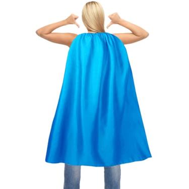 Imagem de Capa e máscara de super-herói adulto para homem e mulher - capas de vampiro de Halloween capas de festa de super-herói prata cinza, Azul claro, Adult