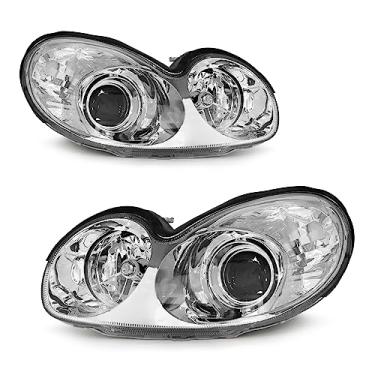Imagem de ADCARLIGHTS Compatível com Hyundai Sonata 2002 2003 2004 2005 Conjunto de farol para Sonata 2002-2005 Capa cromada par de substituição de lente transparente esquerda e direita