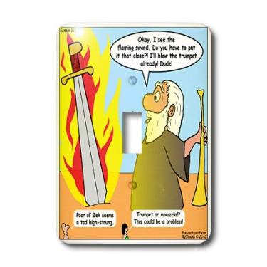 Imagem de 3dRose lsp_19600_1 Ezekiel 33 1 11 The Boogie Woogie Bugle Boy of Company B Bíblia Espada flamejante Trompete Vuvuzela - Interruptor de Alternância Simples