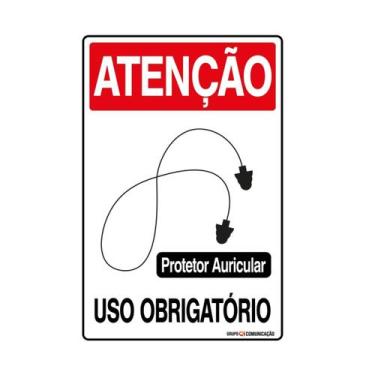 Imagem de Placa De Sinalização Atenção Protetor Auricular Uso Obrigatório 20x30 