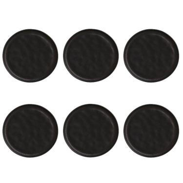 Imagem de Conjunto De Pratos Rasos 06 Peças Linhas Preto Matte Porto Brasil