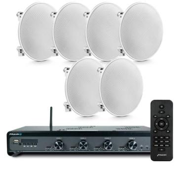 Imagem de Kit Som Ambiente Frahm 4500 Slim + 6 Cx Som Arandela Embutir